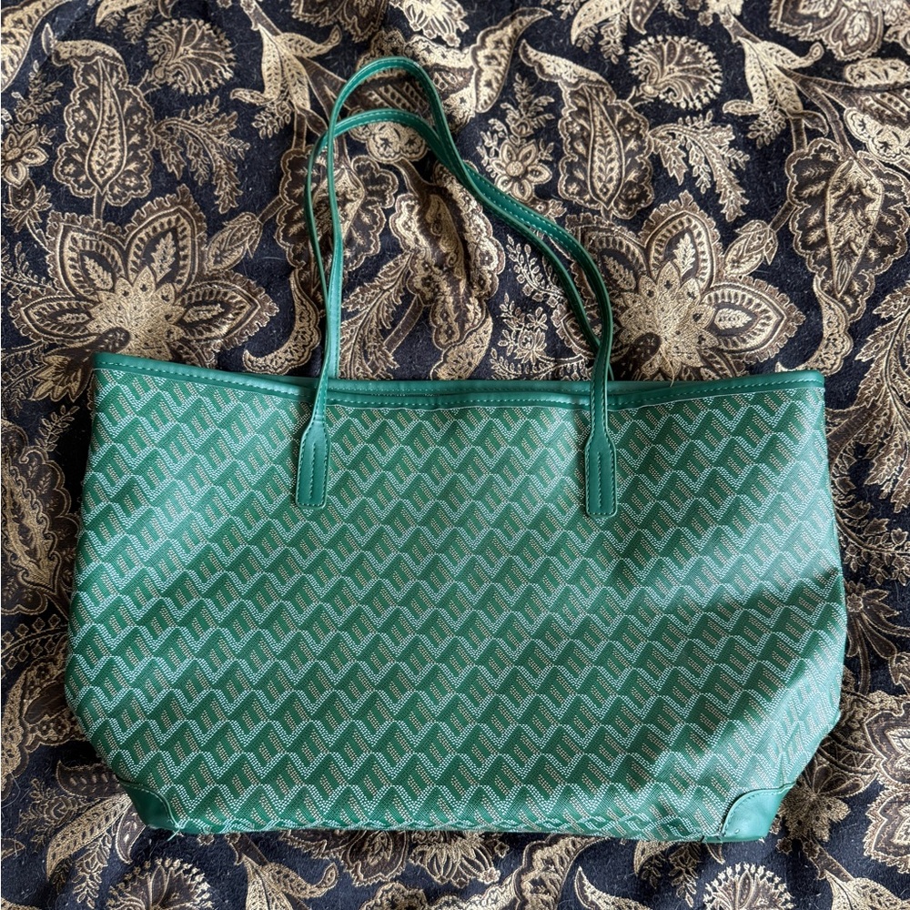 SHEIN Green Patterned Tote Bag
